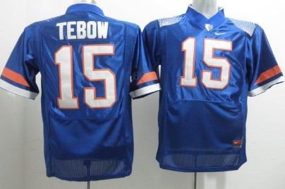 Men's None Blue 2024 replica Tim Tebow #15 match worn Jersey
