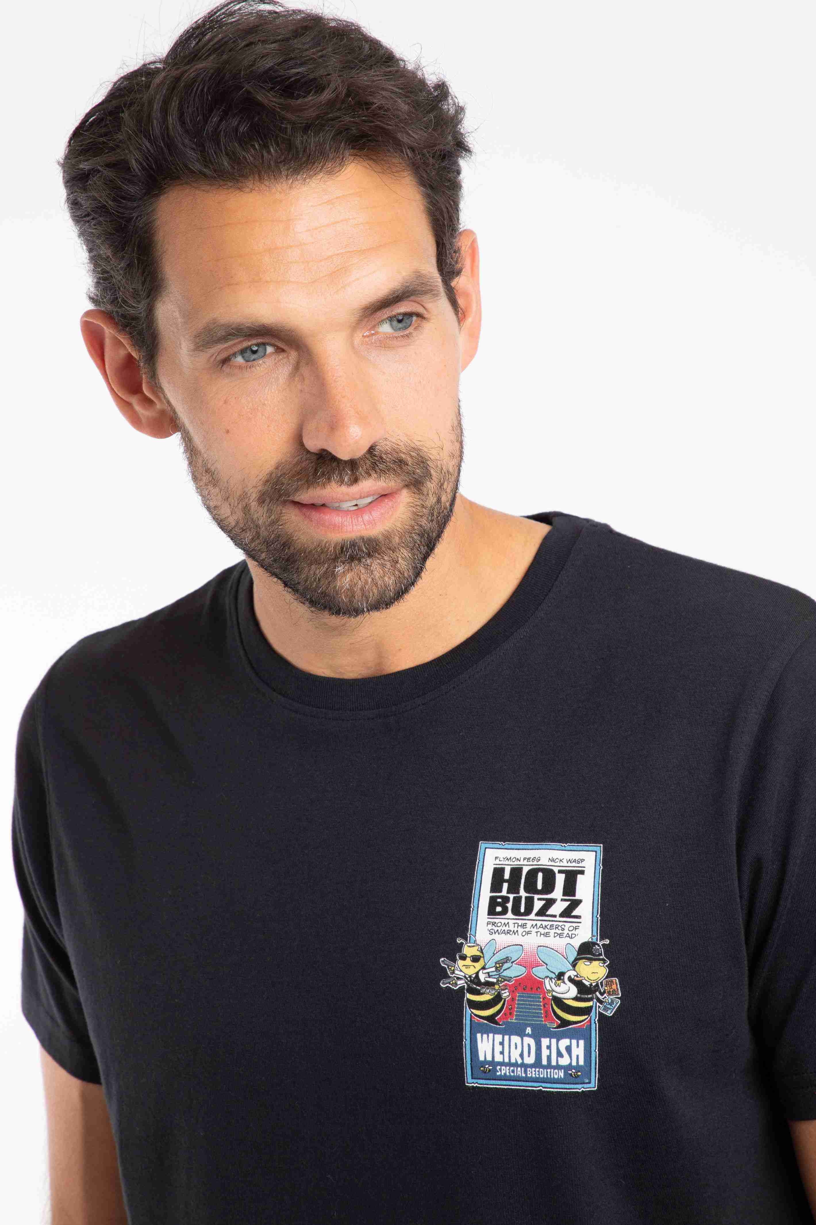 Hot Buzz Back Print Artist T-Shirt Black