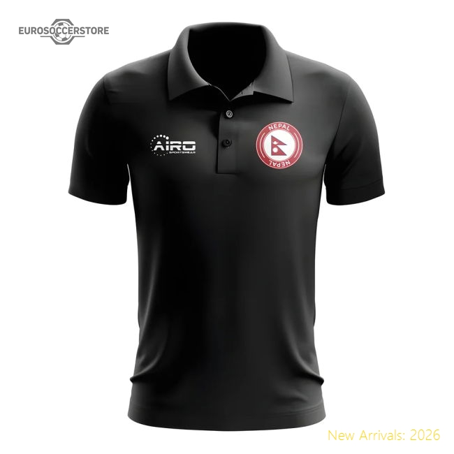 Top-grade Nepal Football Polo Shirt (black) - Budget-friendly