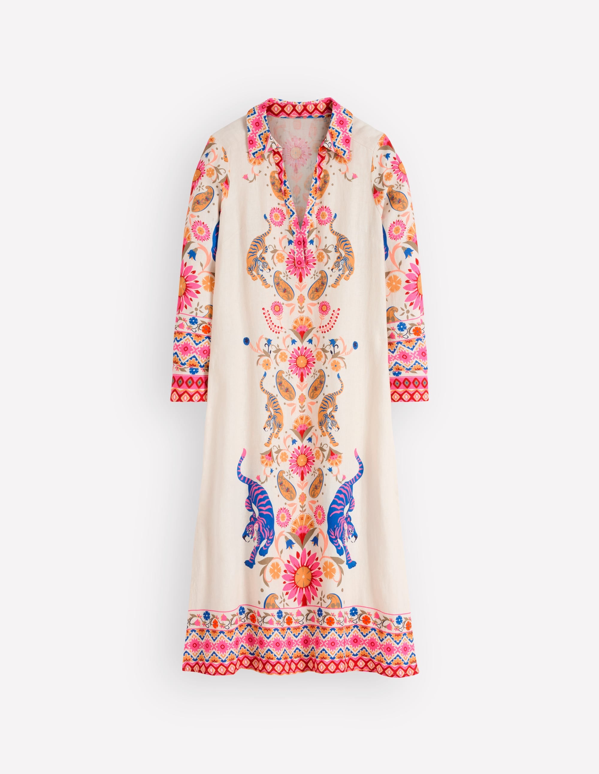 Notch Collar Linen Blend Tunic
