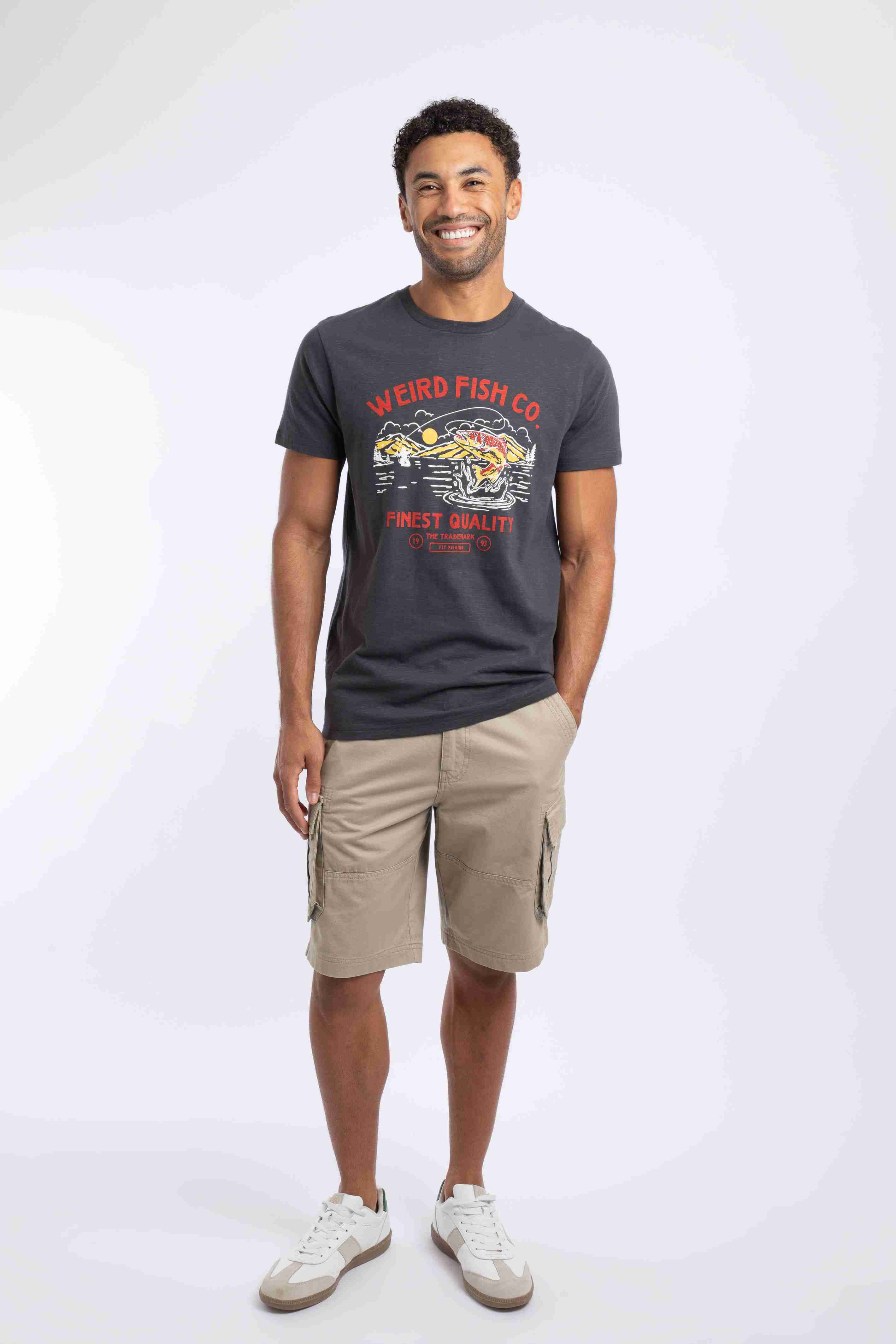 Fish Out Of Water Front Print Graphic T-Shirt Coal