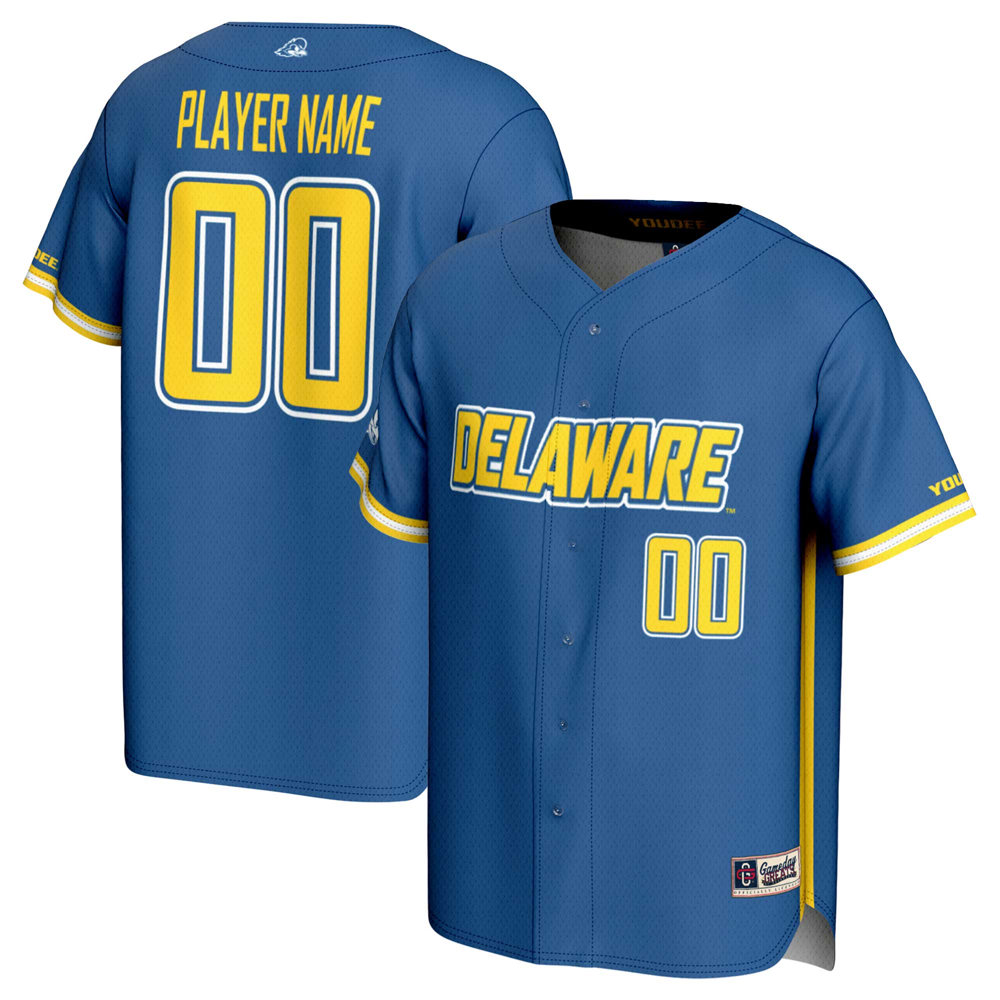 [NJP] Women's Delaware Fightin' Blue Hens GameDay Greats NIL Pick-A-Player Baseball Lightweight Jersey - Royal