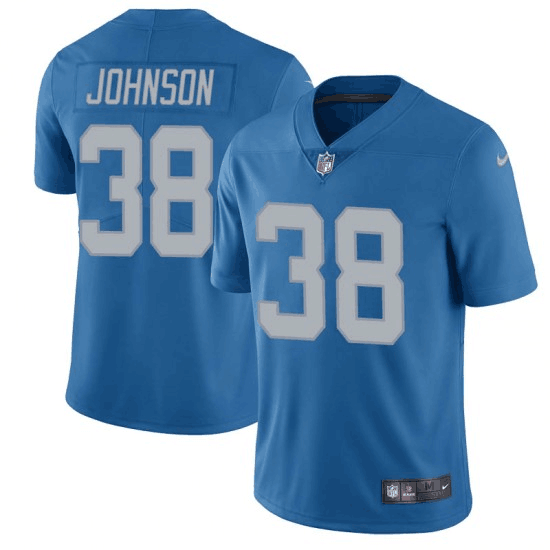 NFL Detroit Lions #38 Ty Johnson Blue Limited Jersey - High Quality