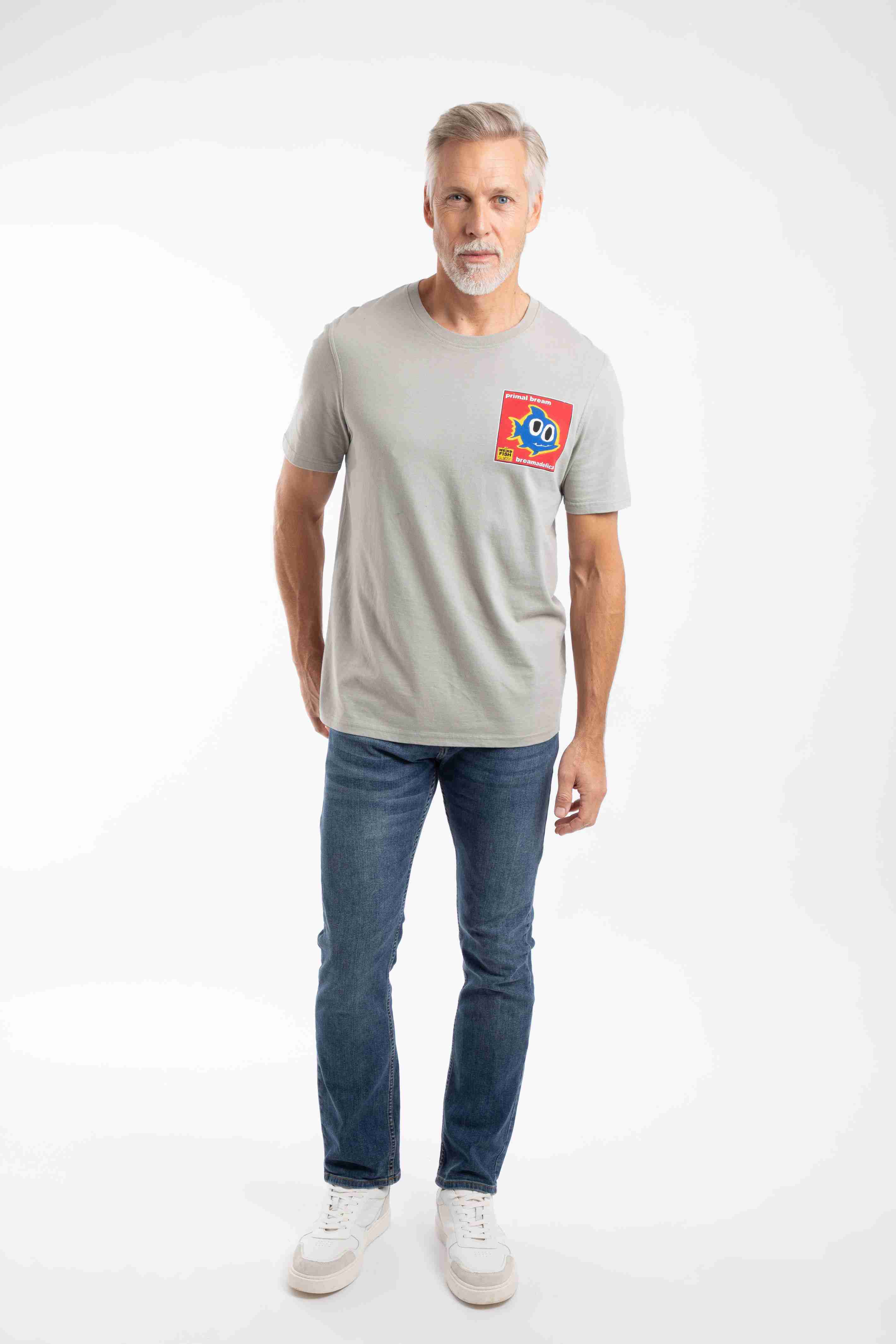 Primal Bream Back Print Artist T-Shirt Limestone
