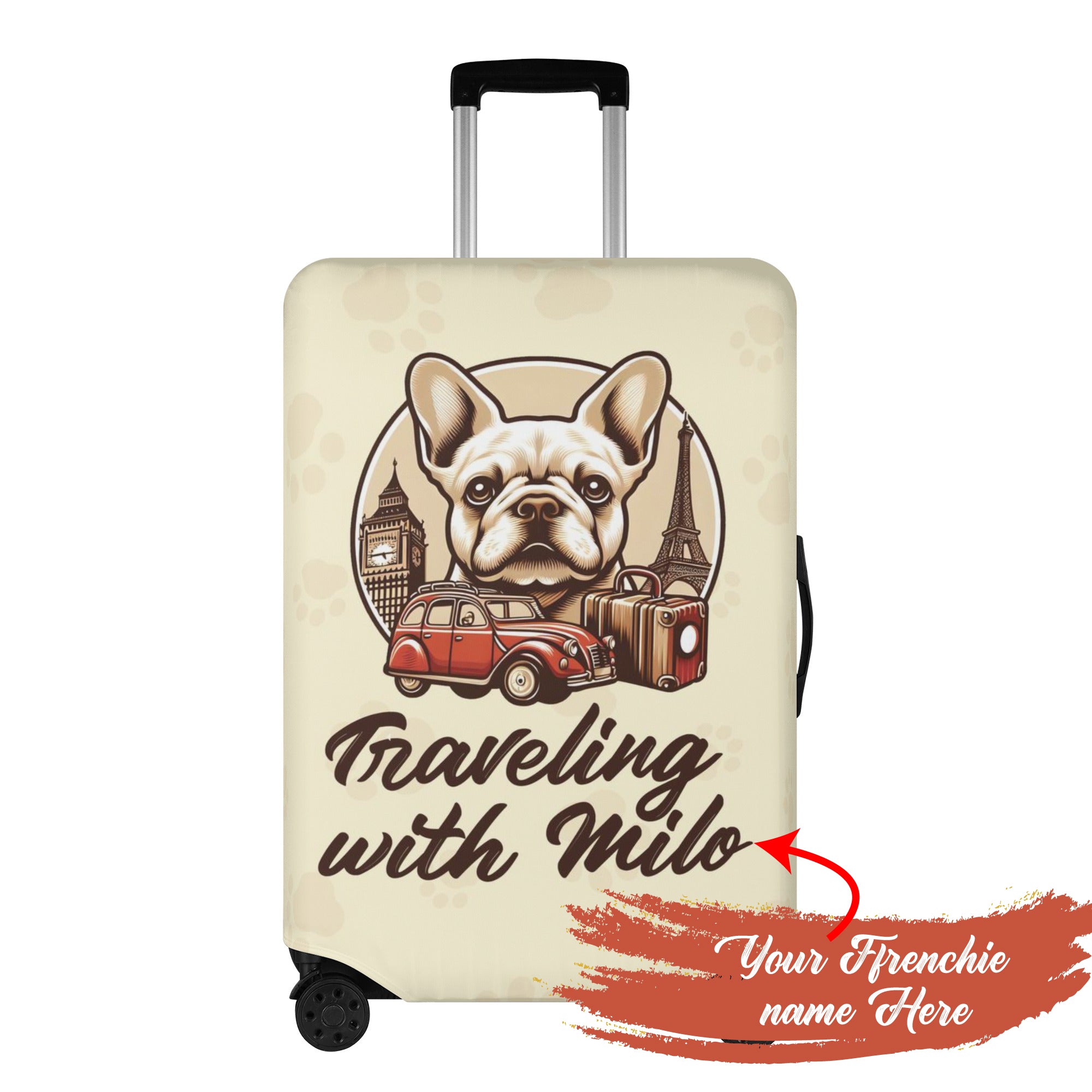 Frenchie-Fan Personalized Luggage Cover With Frenchie Name - Luggage ...