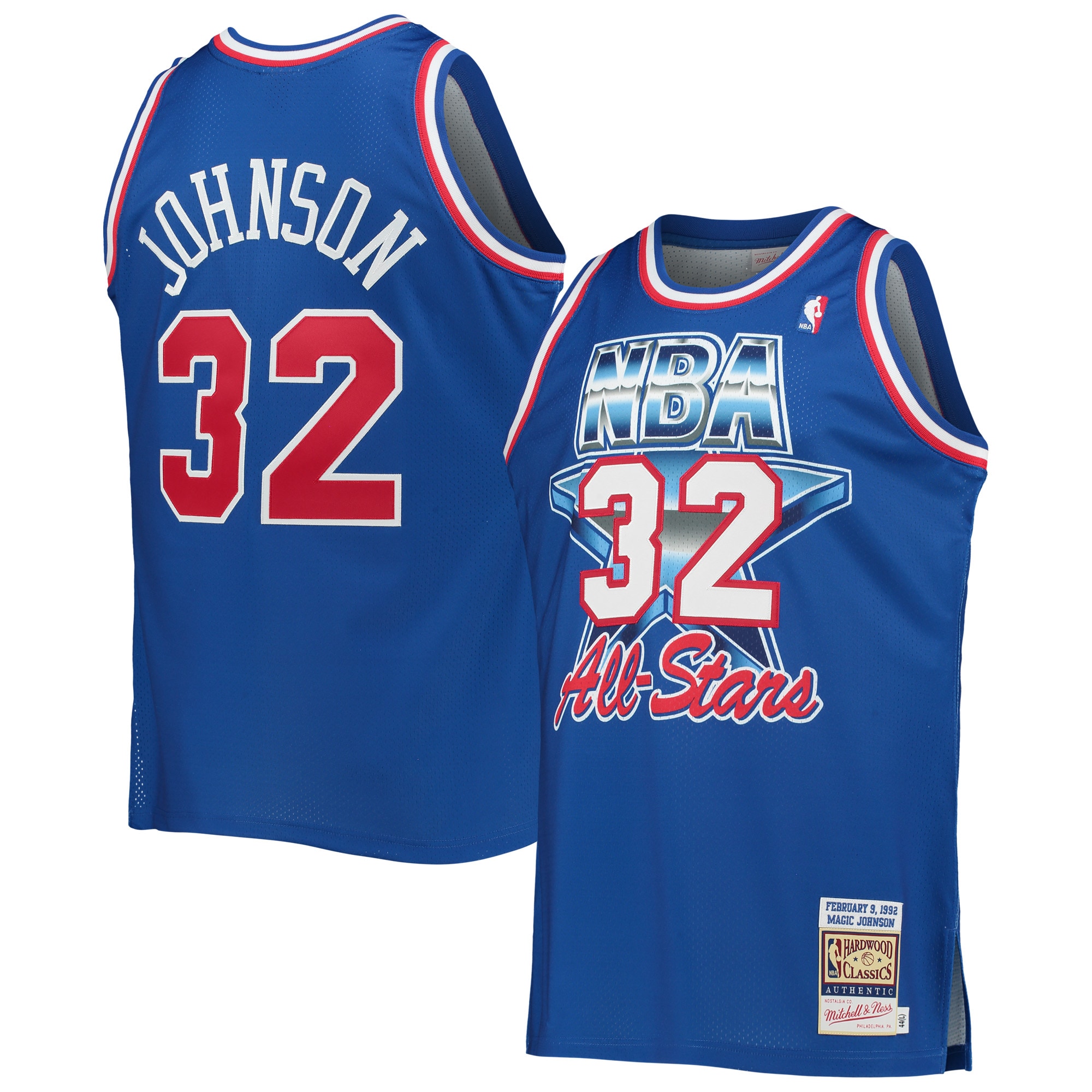 [NJP] Women's Magic Johnson Western Conference Hardwood Classics 1992 NBA All-Star Game Authentic Jersey - Royal