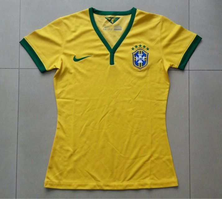 2014 Brazil Home Women's Jersey Shirt - Official Replica 4846