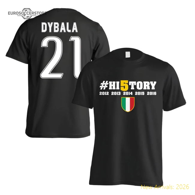 Authentic Juventus History Winners T-Shirt (Dybala 21) - Black