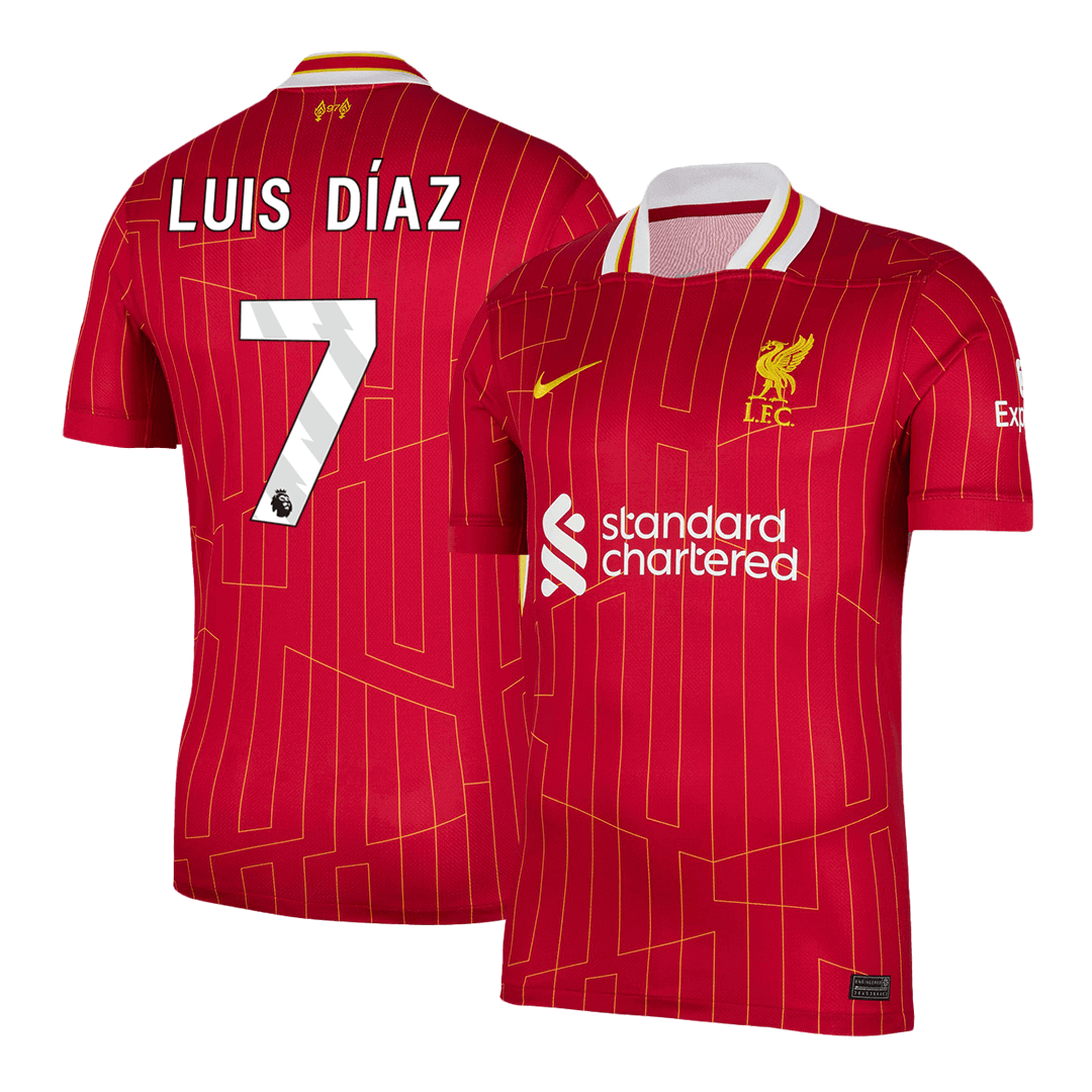 Luis D¨ªaz #7 Liverpool Home  Soccer Jersey 2024/25 Authentic Kit
