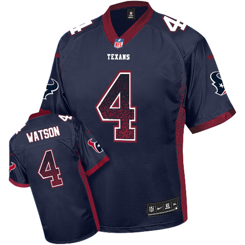 NFL H T Texans #4 Deshaun Watson Navy Elite Jersey - Authentic Quality