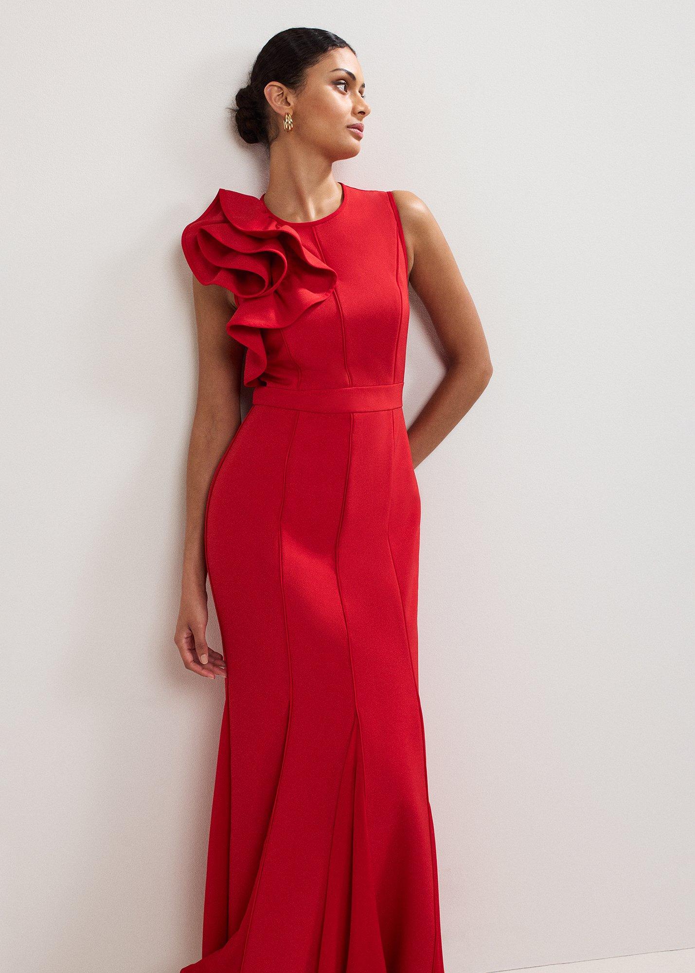 Petite Tyra Ruffle Shoulder Maxi Dress