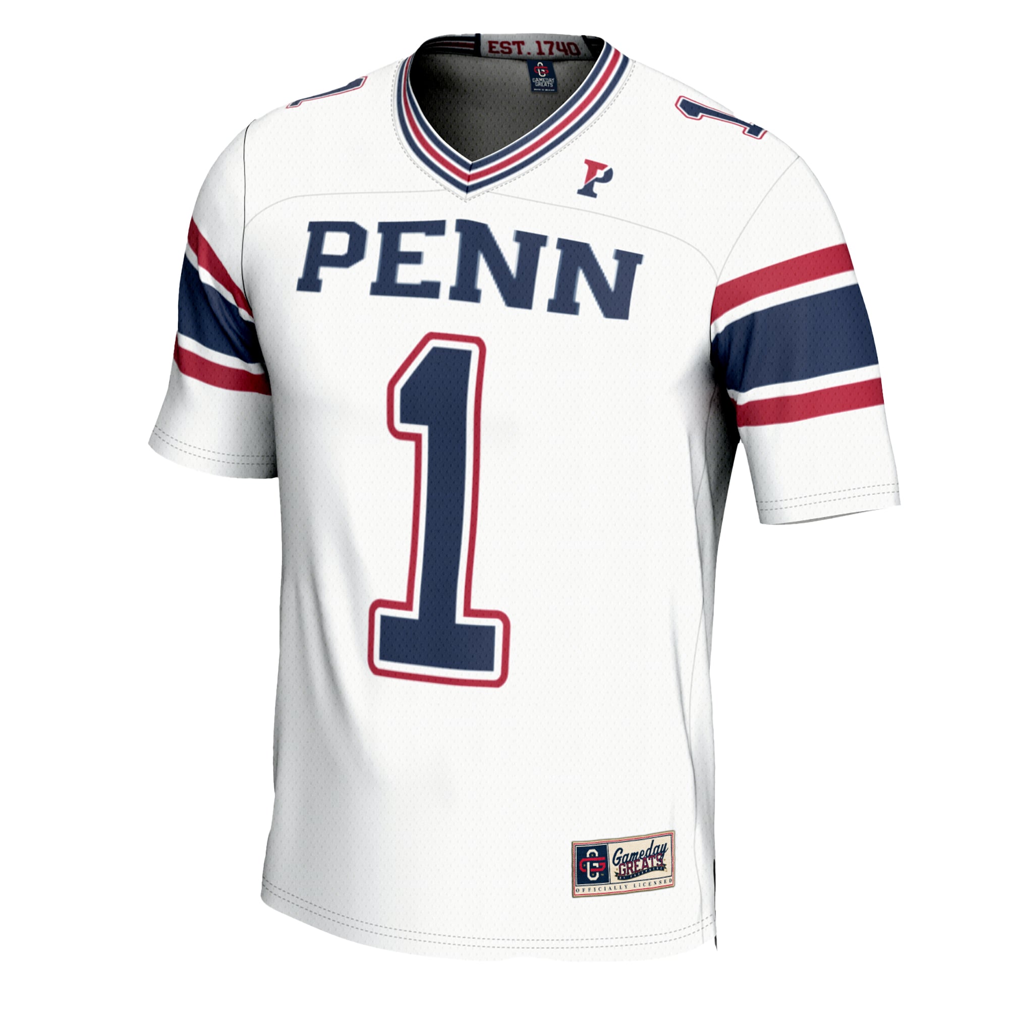 Men's #1 White Pennsylvania Quakers Football Jersey