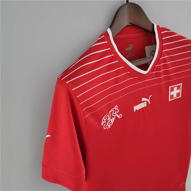 Breathable SwitzerlandSuisse World Cup 2022 Home Red Soccer Jersey