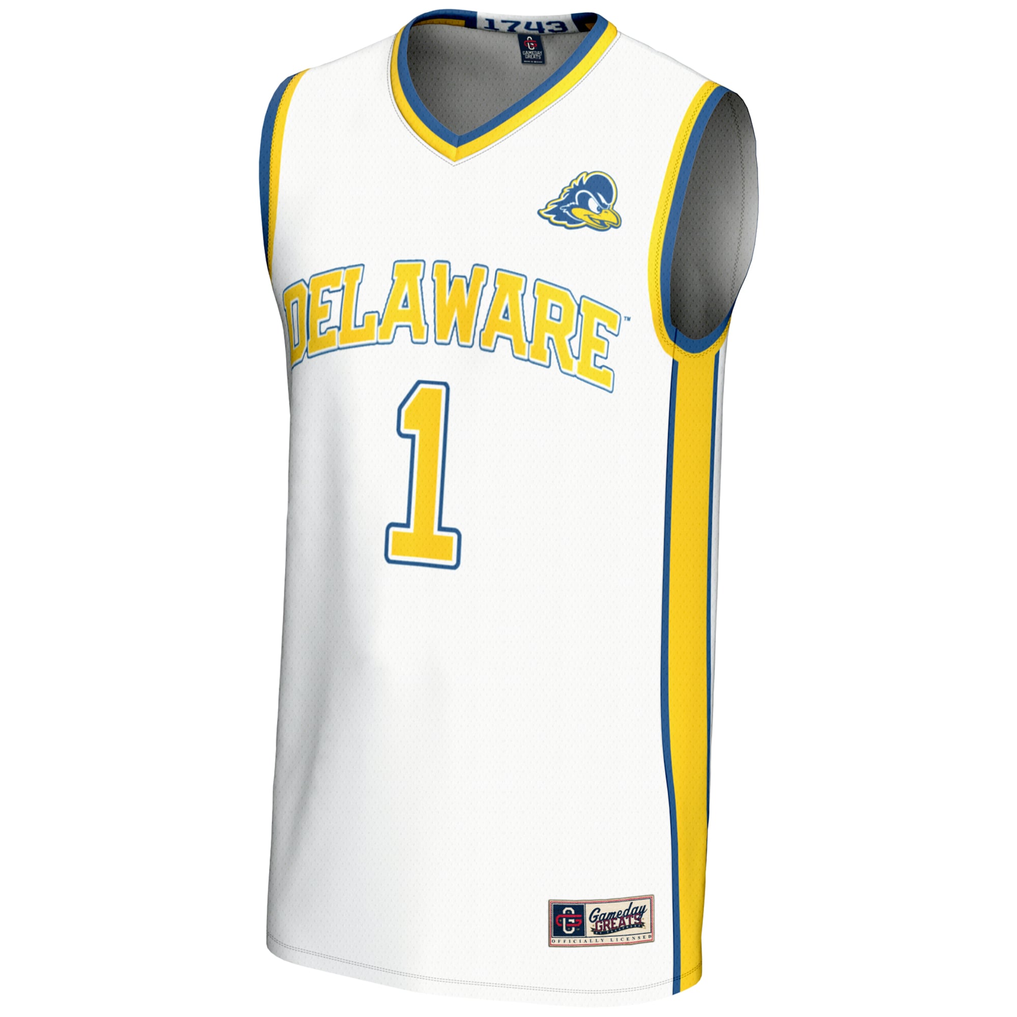 [DDG] Delaware Fightin' Blue Hens GameDay Greats Youth Lightweight Basketball Jersey - White