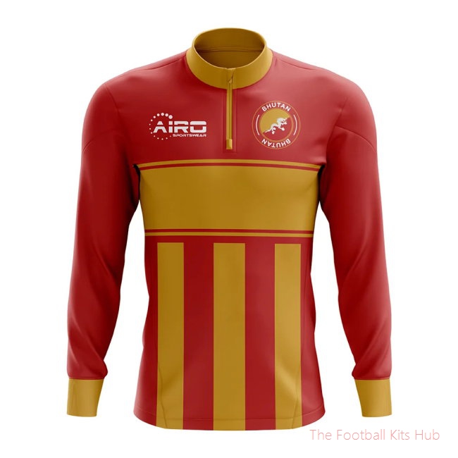 Bhutan Concept Football Half Zip Midlayer Top (Red-Orange)