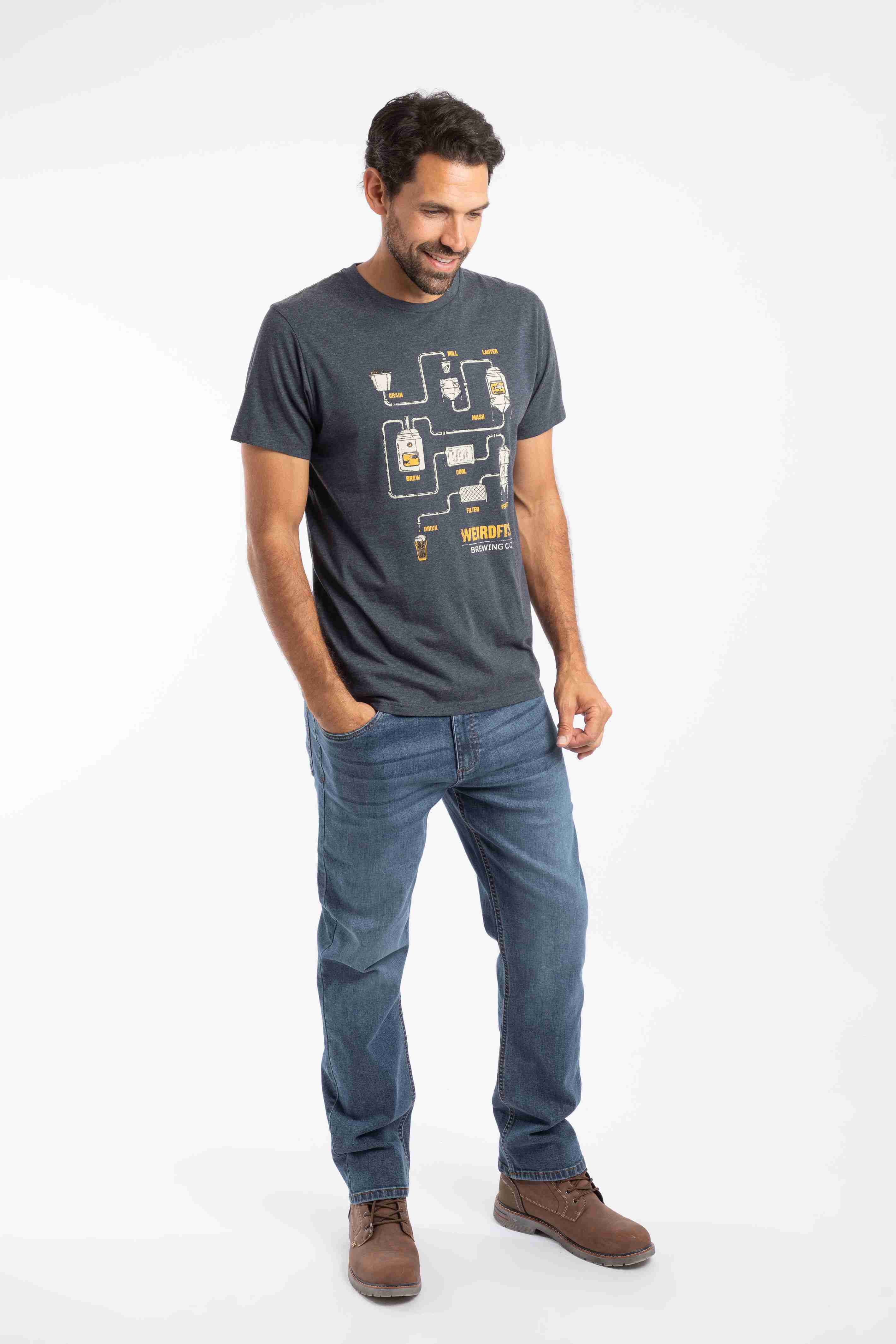 Brewer Front Print Graphic T-Shirt Navy