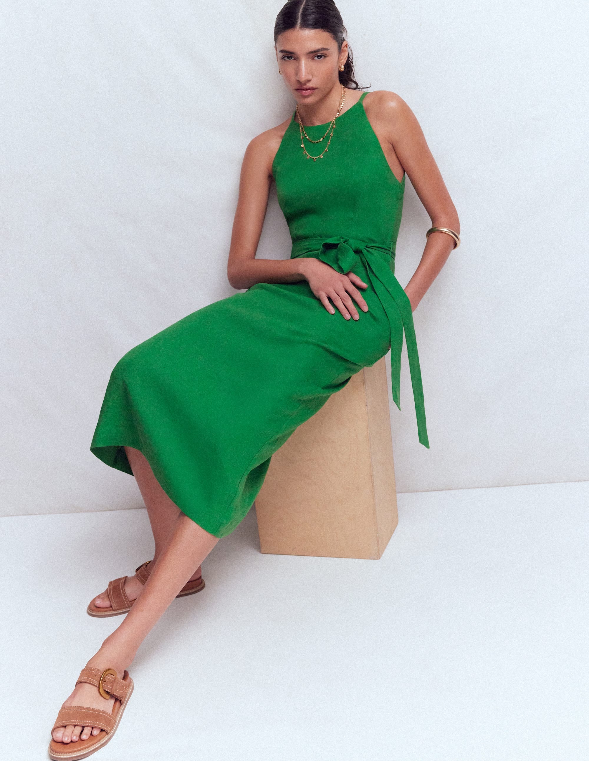 Rosa Halter Linen Midi Dress