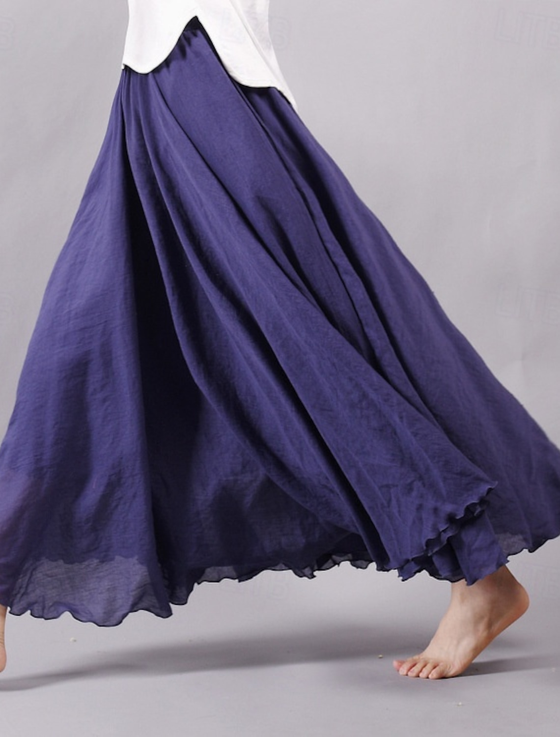 Women's Elegant Bohemia Vintage Casual Maxi High Waist Skirts Inelastic Prom Vacation Rust Red Denim Blue Niagara Blue Primrose Yellow Summer