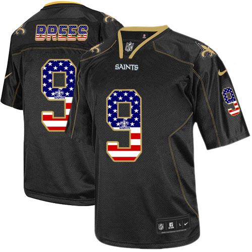 NFL W O S Saints #9 Drew Brees Black Elite Jersey - High Quality