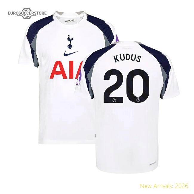 Authentic 2025-2026 Tottenham Hotspur Authentic Home Shirt (kudus 20