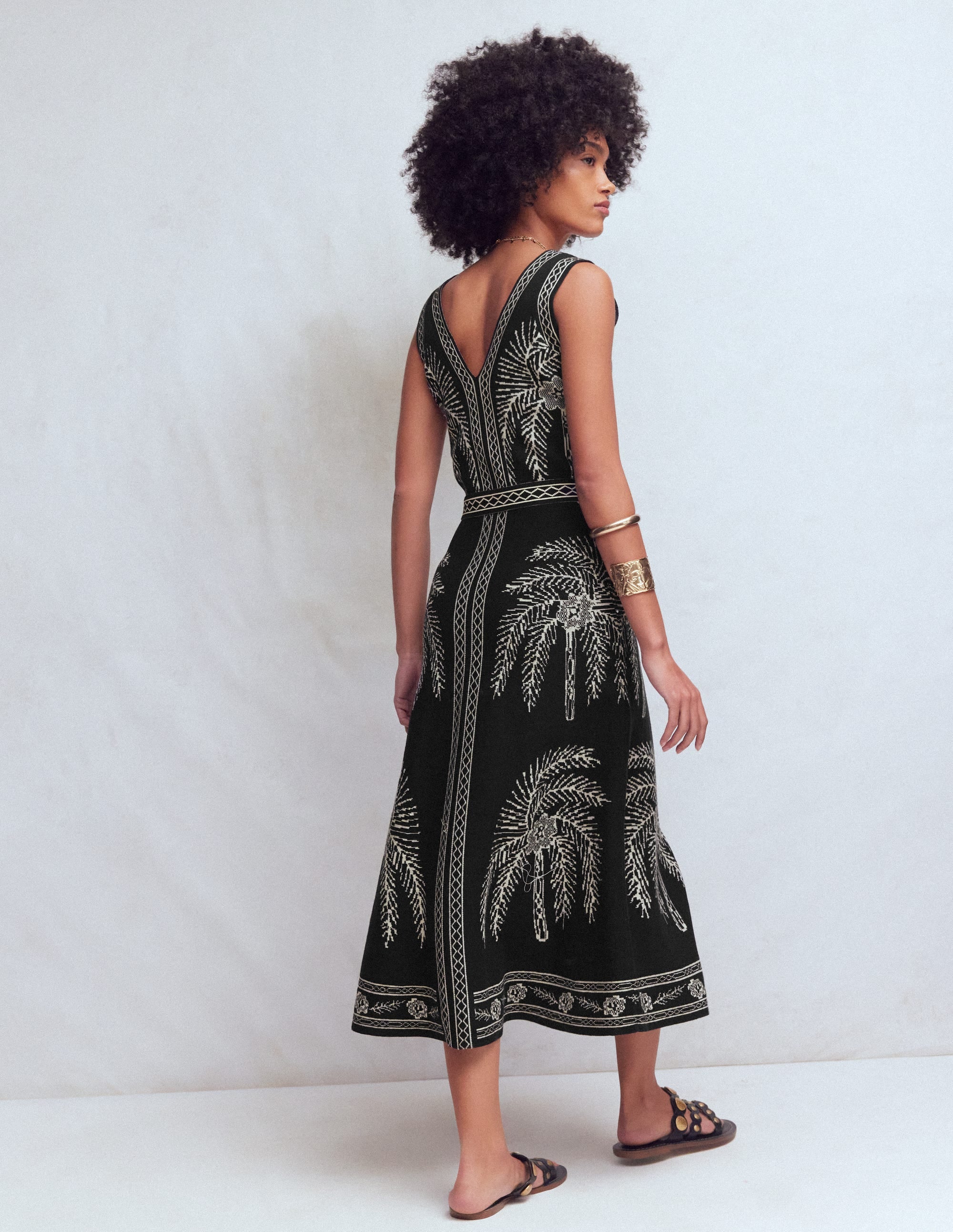 V Neck Jacquard Dress
