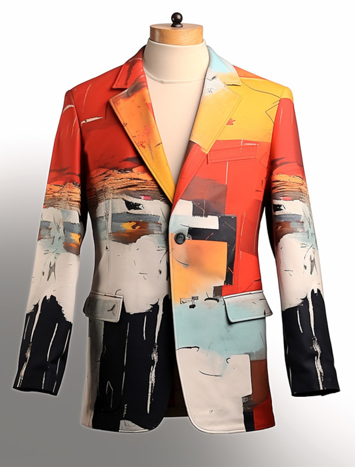 Men's Color Block Geometry Long Sleeve Turndown Business Abstract Work