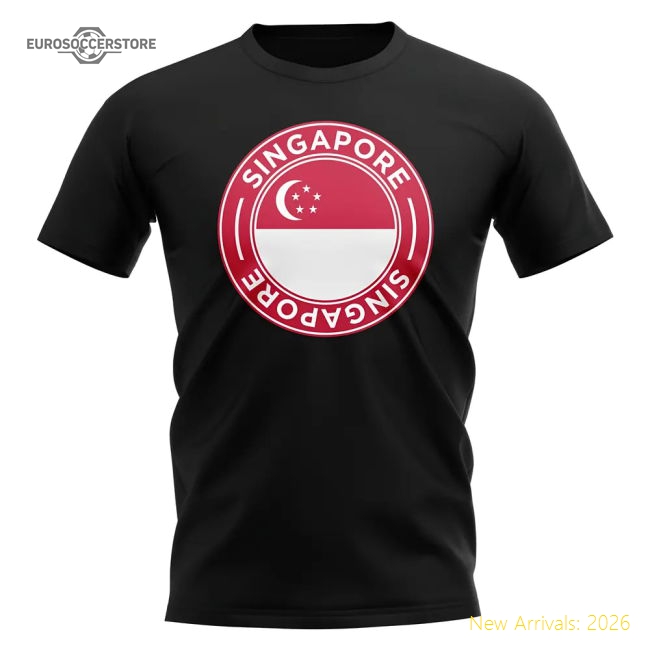 Premium Singapore Football Badge T-shirt (black) - Competitive Price