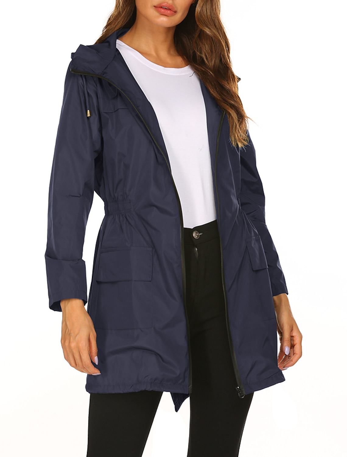 Women's Hiking Raincoat Waterproof Hiking Jacket Rain Jacket Spring Winter Outdoor Thermal Warm Waterproof Windproof Quick Dry Outerwear Coat Top Fishing Climbing Casual Black Navy Blue Dark Green
