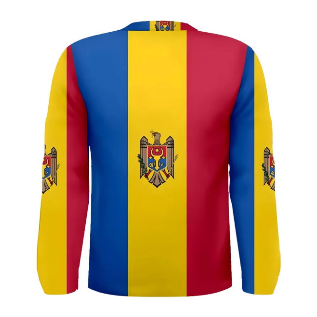 Moldova Flag Long Sleeve Sublimated Sports Jersey Worldcup