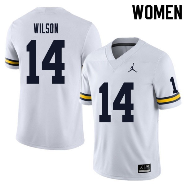 White Michigan Wolverines #14 Jordan Women White Official Replica