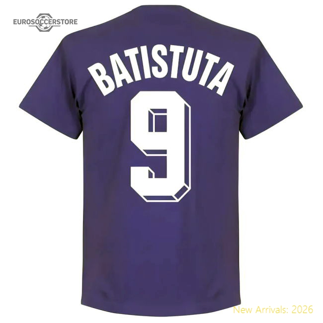 Match-Day Top-Quality Fiorentina Batistuta 9 Team T-Shirt - Purple