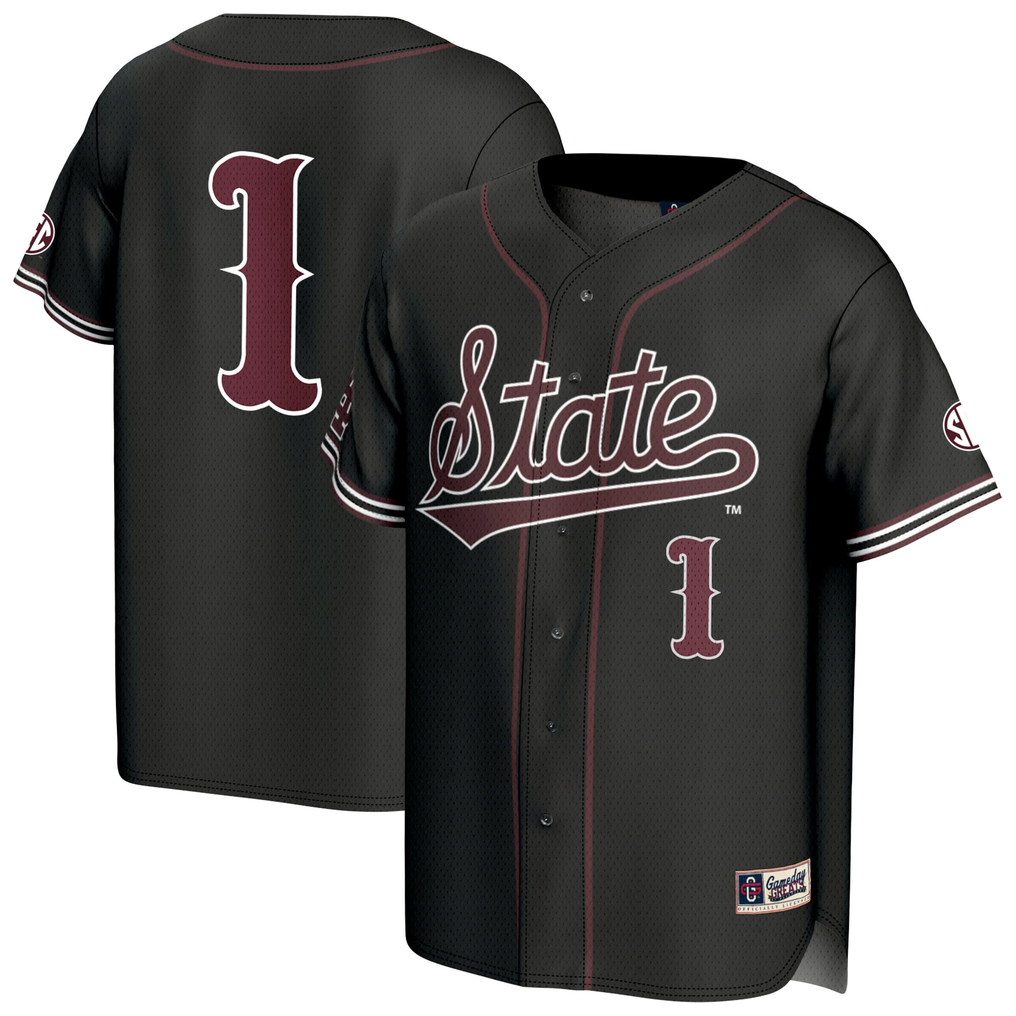 Mississippi State Bulldogs GameDay Greats Youth Lightweight Collegiate Baseball Fashion Jersey - Black