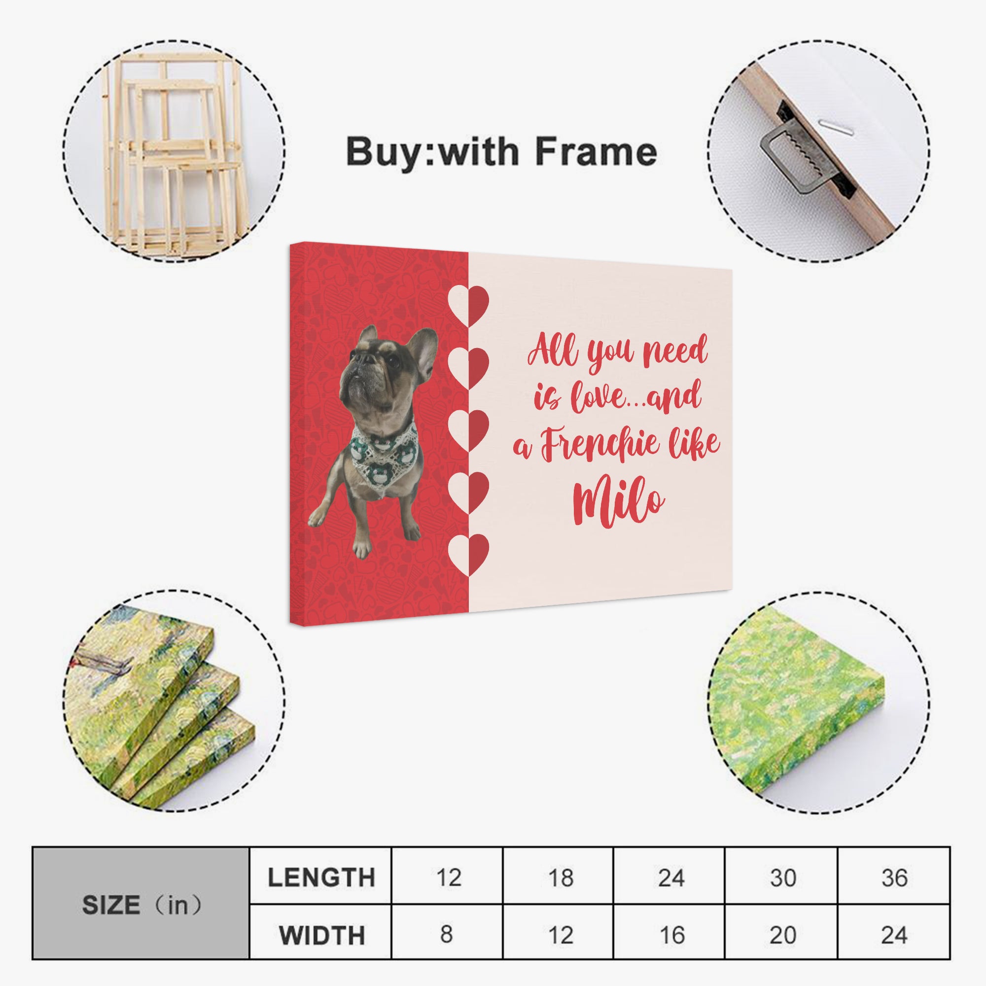 Sapphire - Personalized Adorable Frenchie Canvas Wall Art