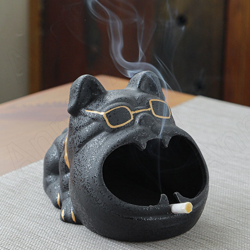 Stylish Frenchie Shape Ceramic Ashtray Modern Home Decoration for French