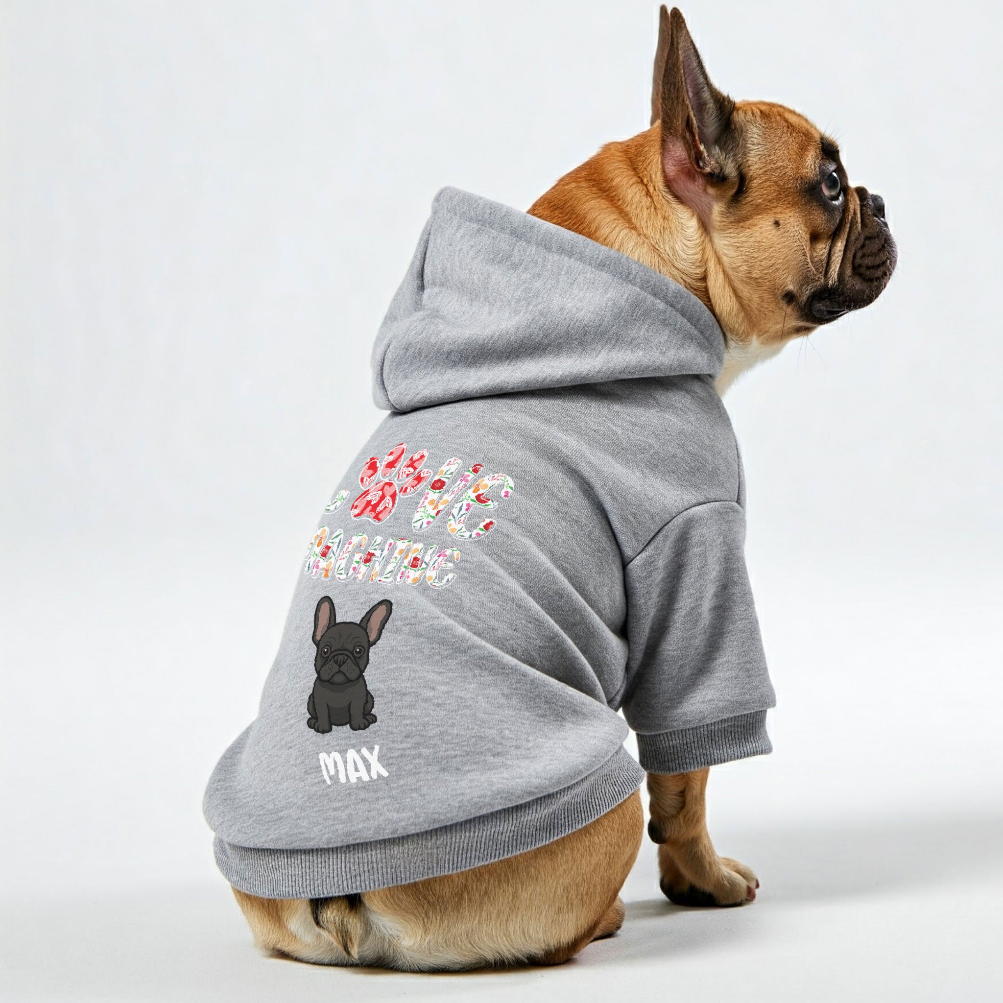 Love Machine - Everyday Personalized French Bulldog Hoodies With Funny Quotes, Custom Name, And Custom Clipart Matching Your Frenchie's Color – Stylish, Cozy, And Premium 100% Cotton For Frenchie Fans