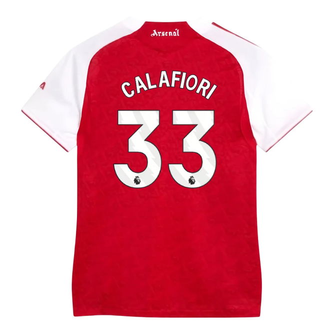Arsenal 2025-20 Home Football Shirt Featuring Calafiori 33 L M Women S