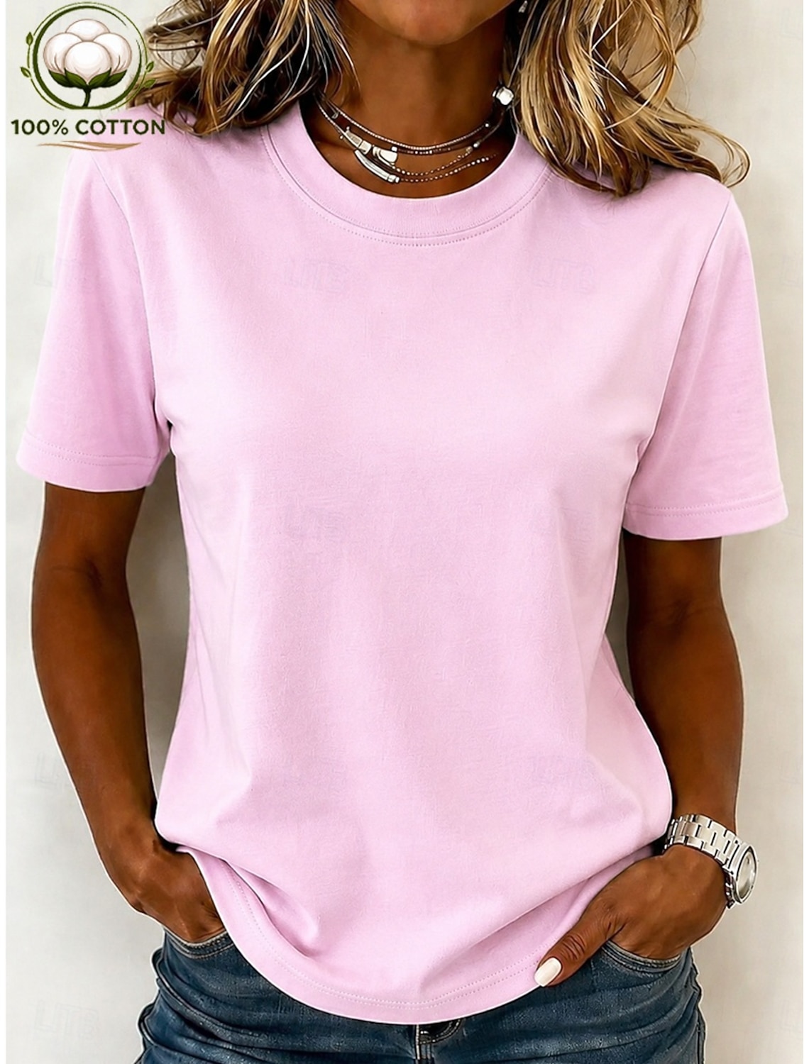 Women's 100% Cotton T-Shirts - Quality Basic Short Sleeve V Neck Tee