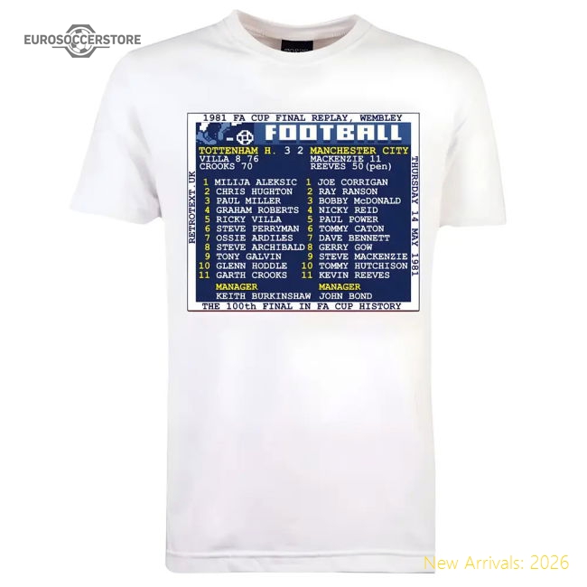 Premium 1981 Fa Cup Final Replay (tottenham) Retrotext T-shirt £25.00