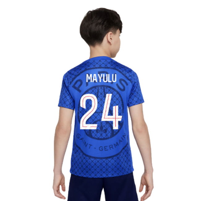 2025-2026 PSG Academy Pro Home Pre Match Shirt (Royal) - Kids (Mayulu 24)