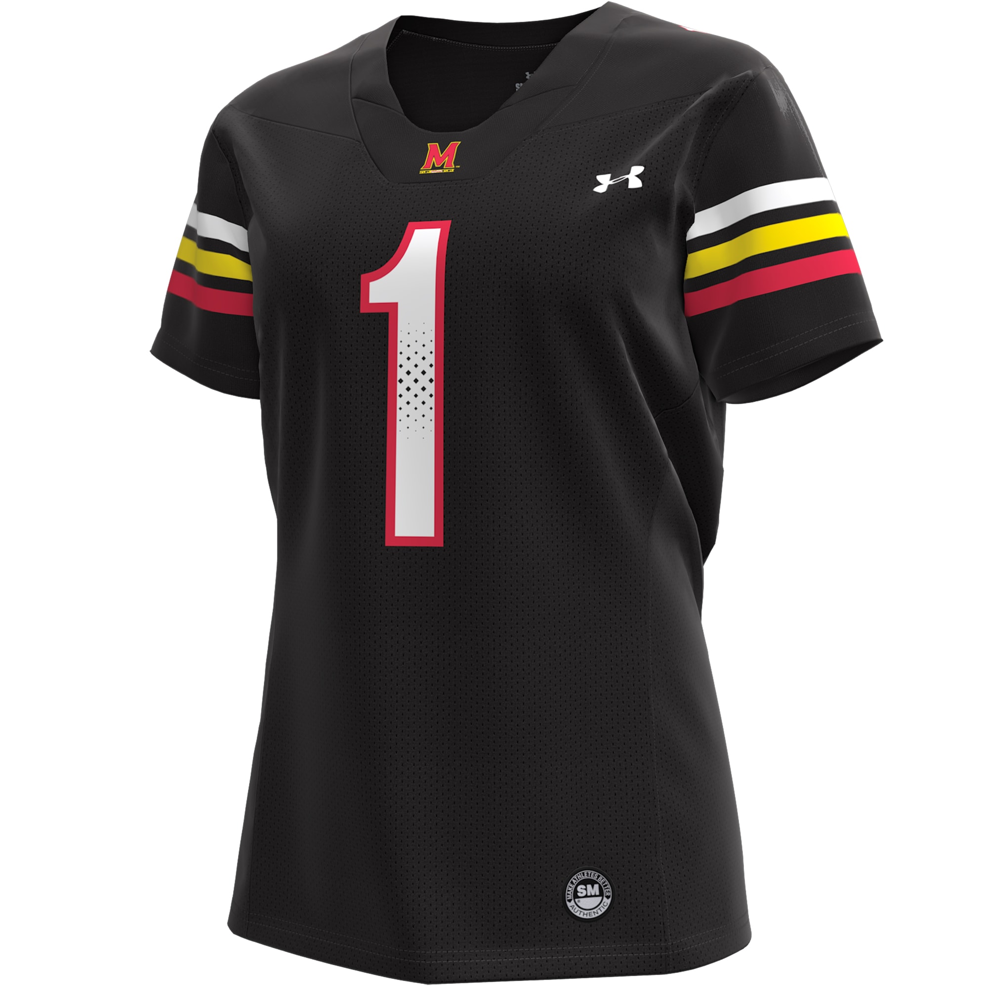 #1 Maryland Terrapins Women's Replica Football Jersey - Black