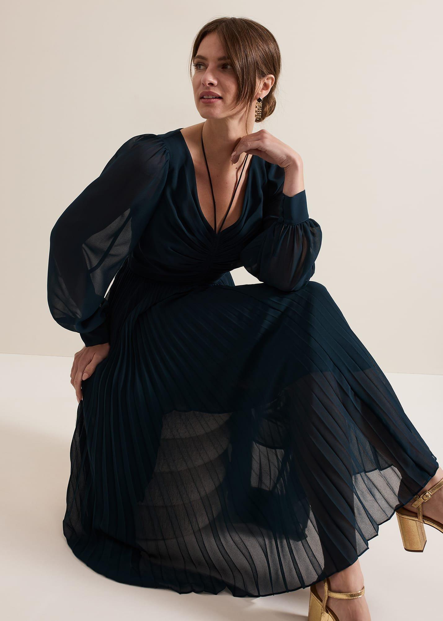Petite Kindra Teal Midi Dress