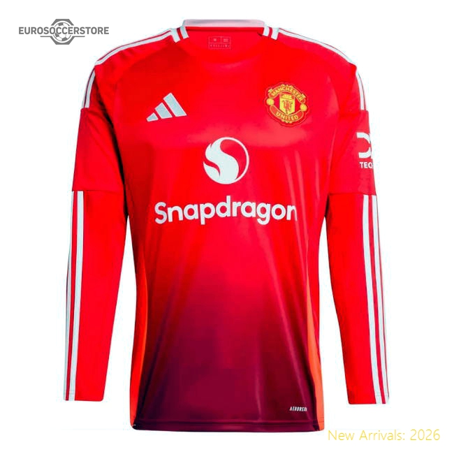 Authentic 2024-2025 Man Utd Long Sleeve Home Shirt - Premium Quality