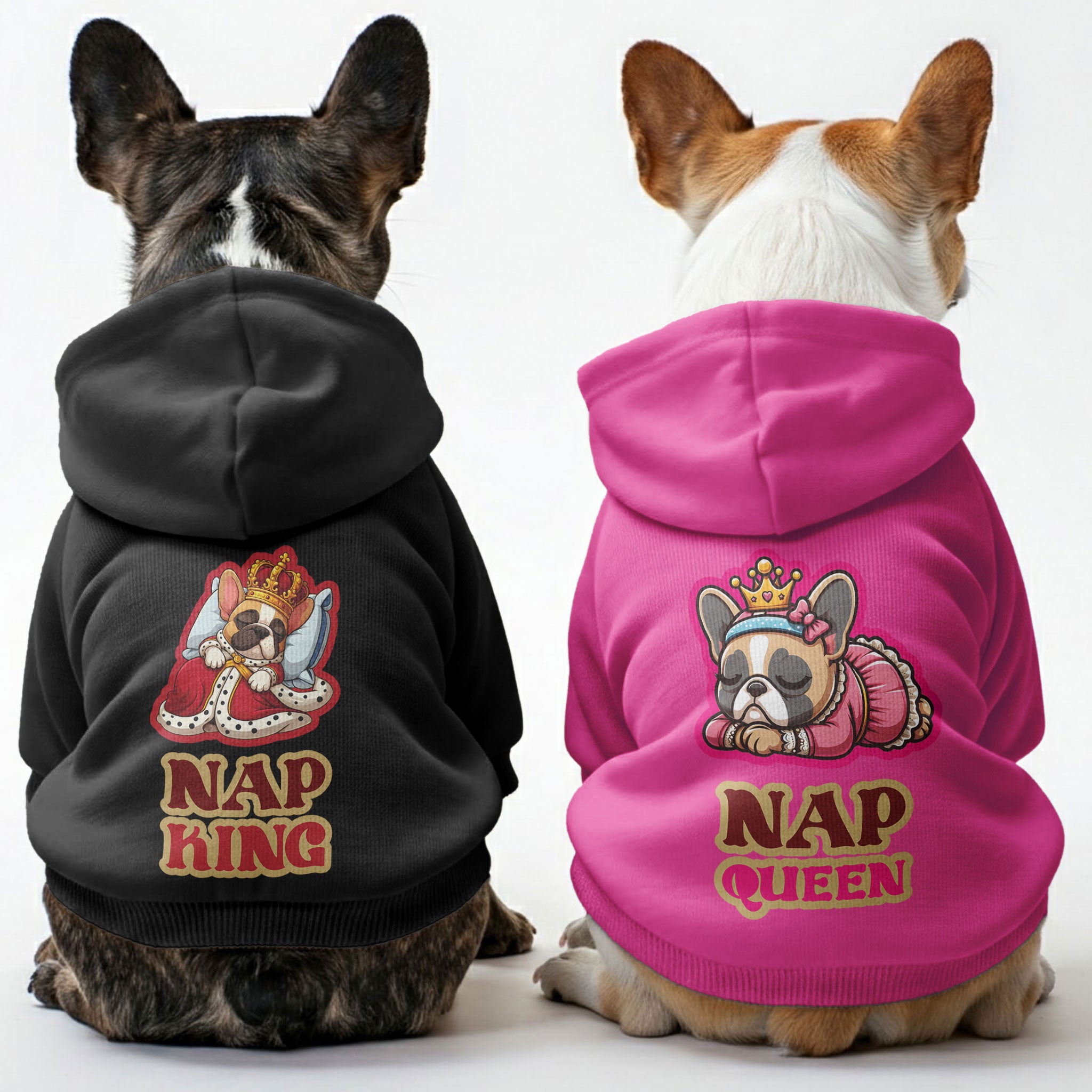 Pet-Lover Nap King And Nap Queen - Matching French Bulldog Hoodies – ...
