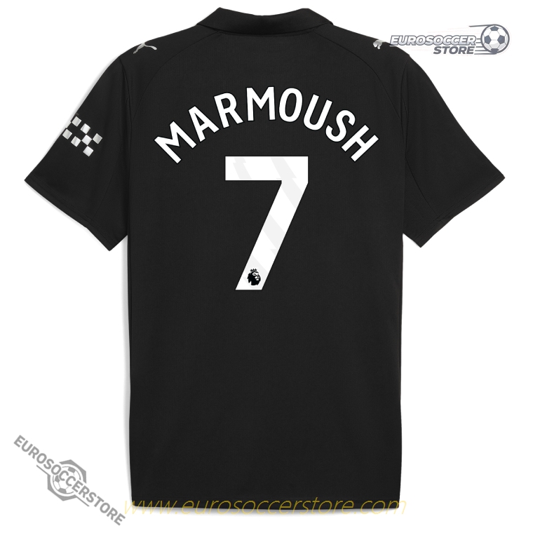 Away MARMOUSH 7 Football Jersey of Manchester City for the 25-26 Season