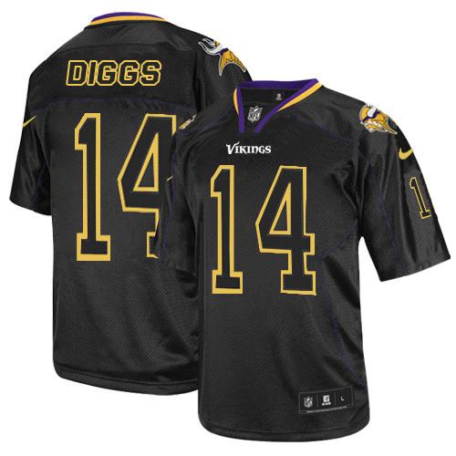 Authentic NFL M V Vikings #14 Stefon Diggs Black Lights Out Jersey