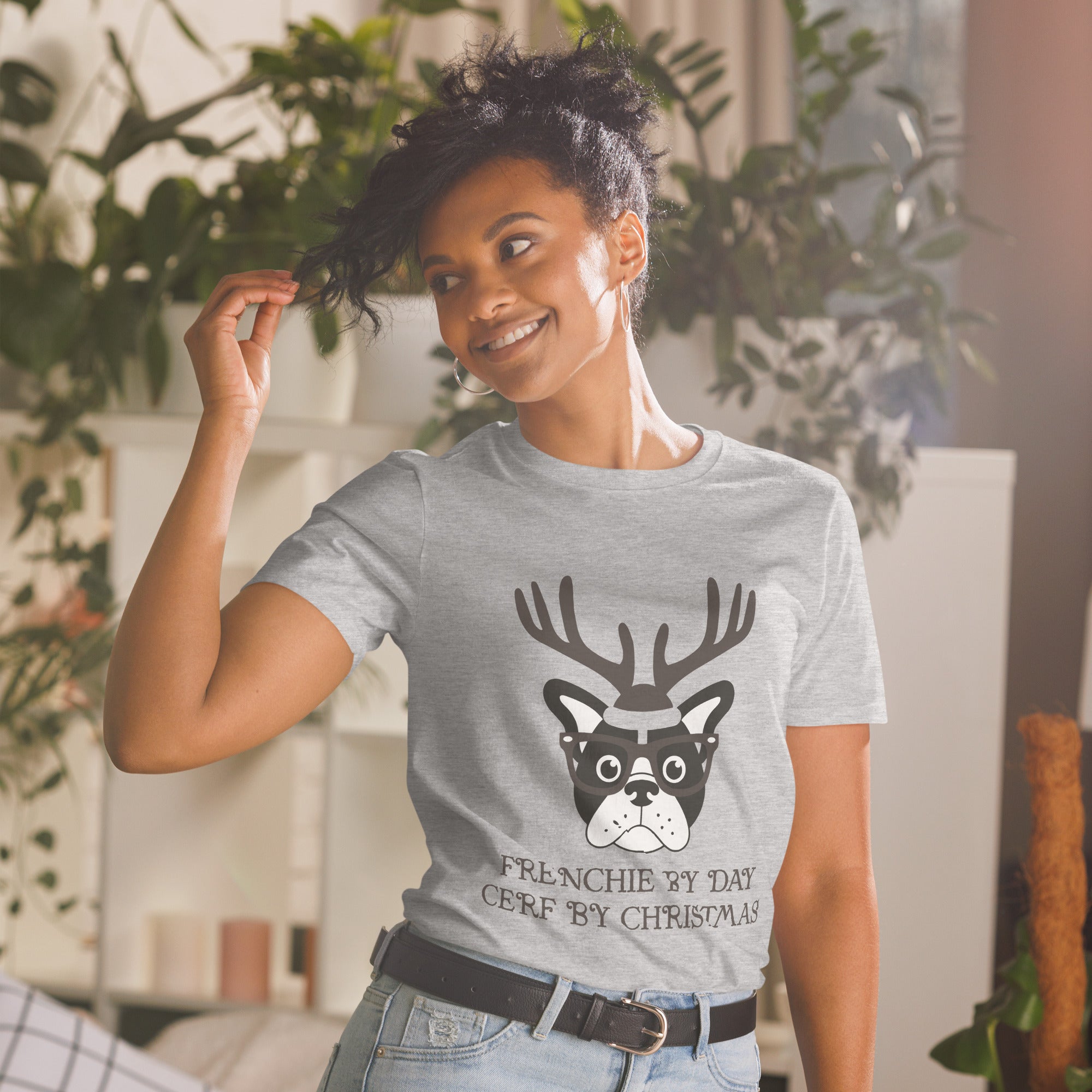 Frenchie Reindeer - Unisex T-Shirt