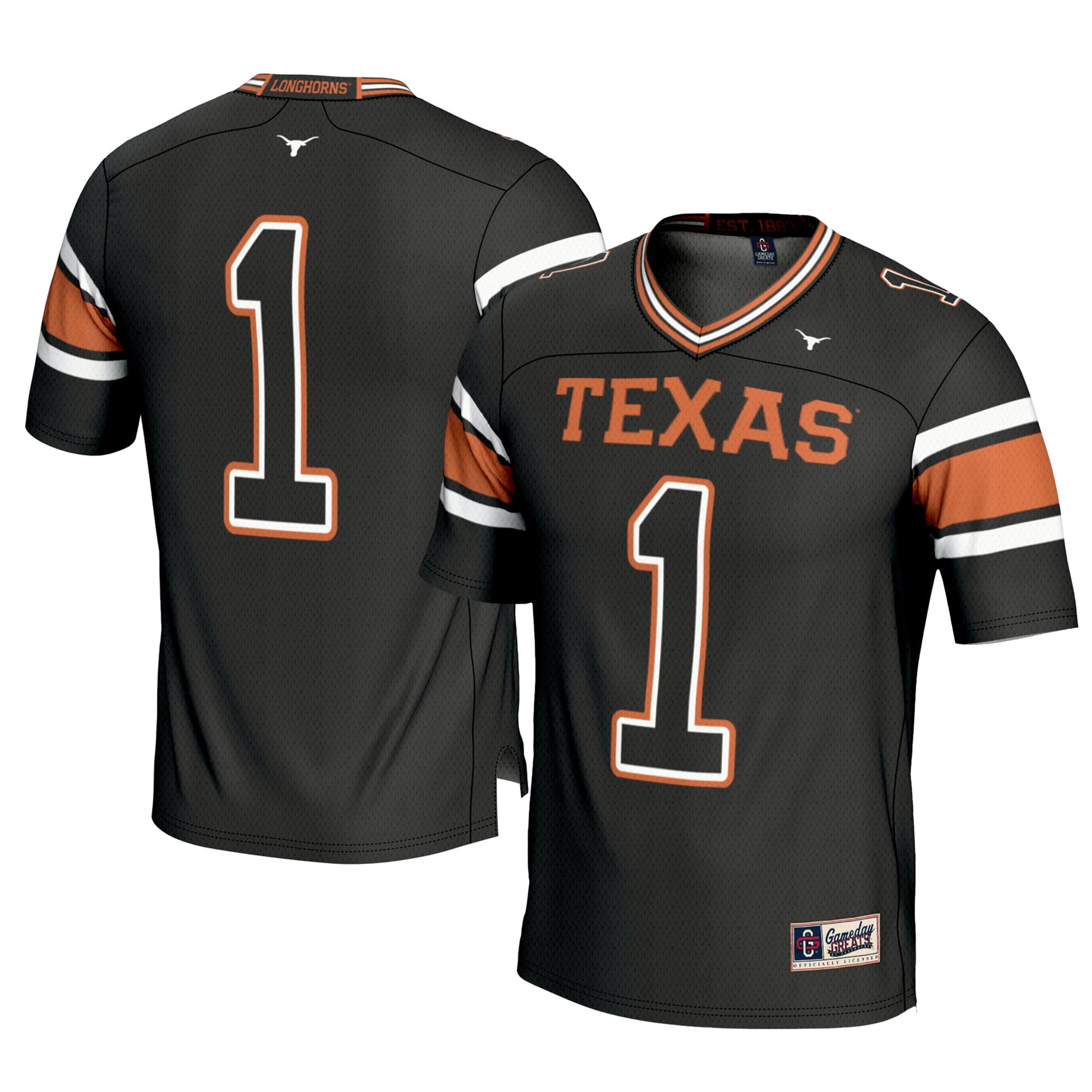 Men's #1 Black Texas Longhorns Football Jersey