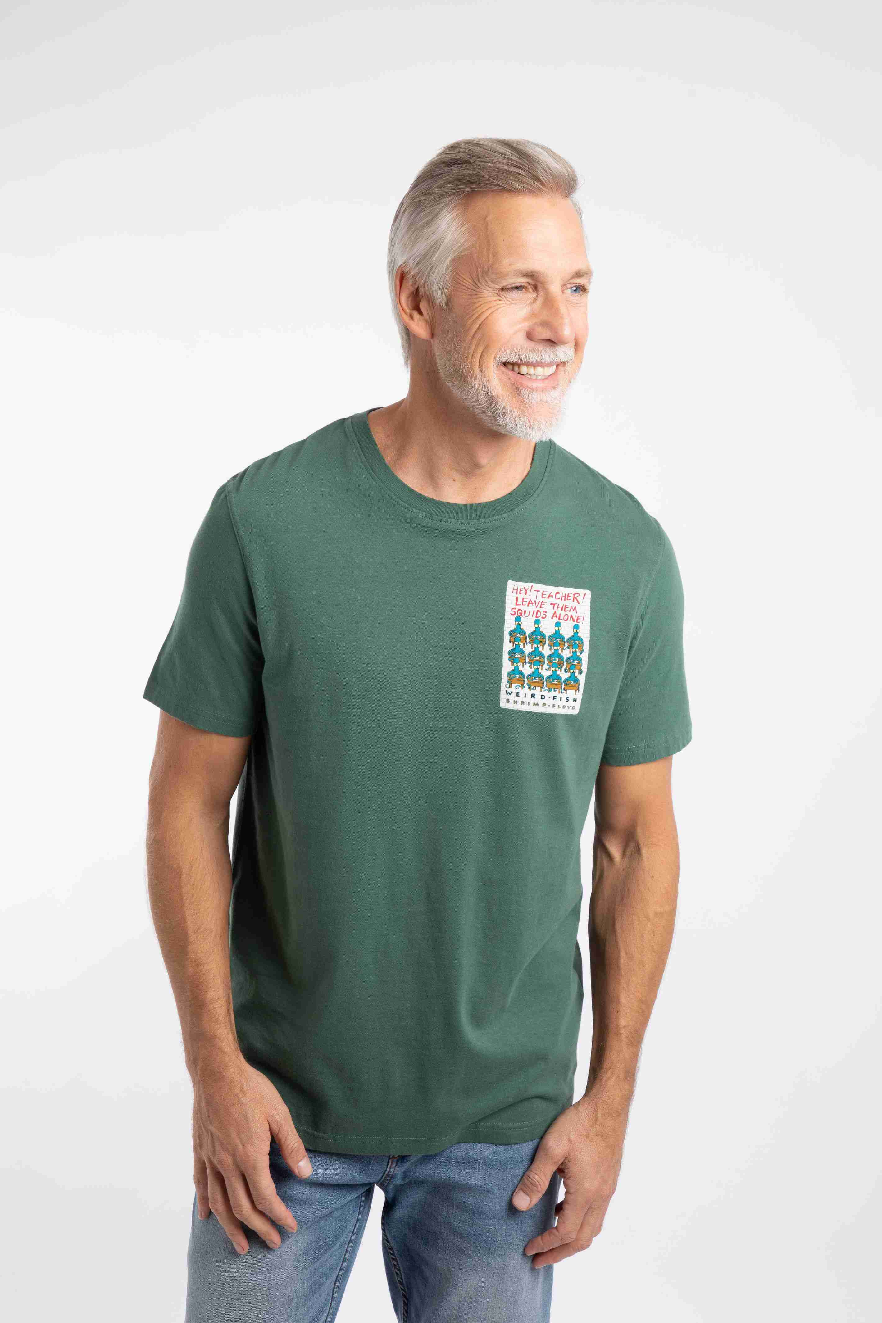 Hey Teacher Back Print Artist T-Shirt Dusky Green