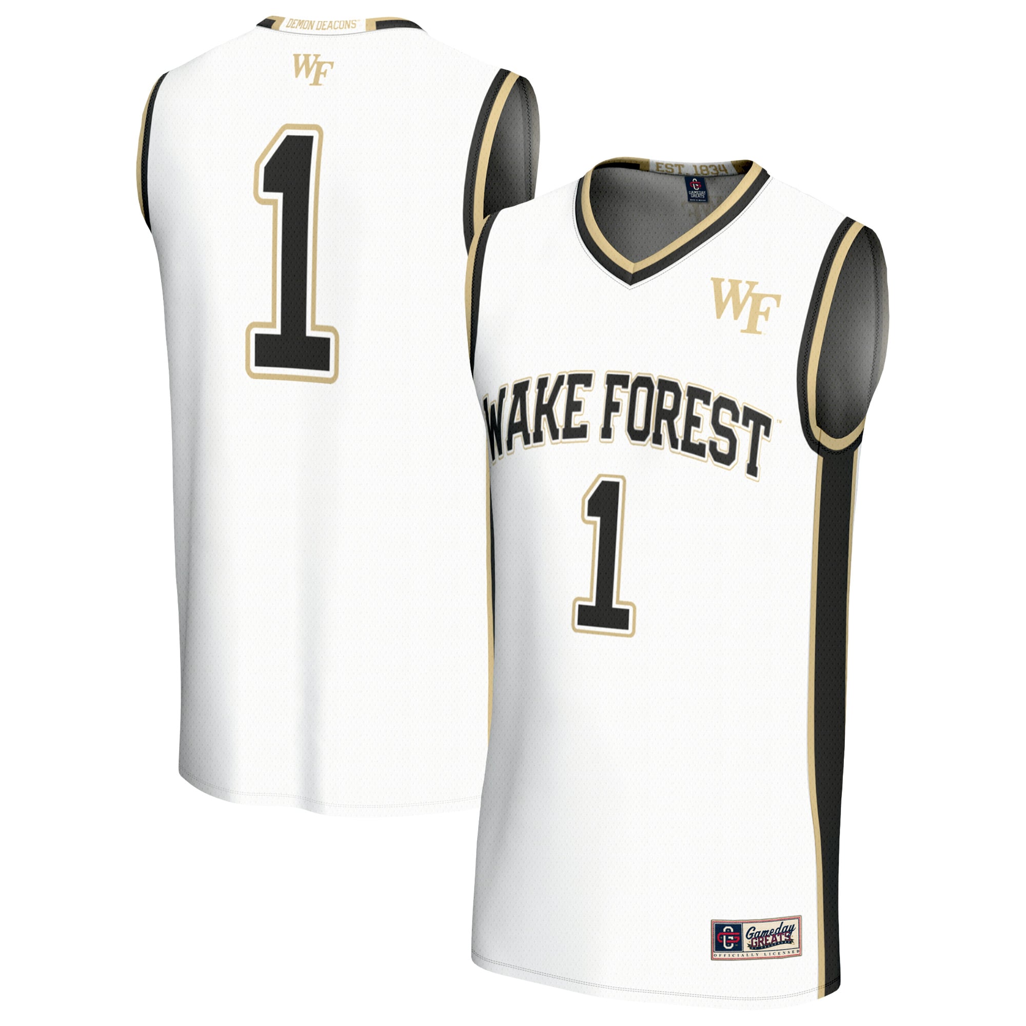 #1 Wake Forest Demon Deacons GameDay Greats Youth Lightweight Basketball Fashion Jersey - White
