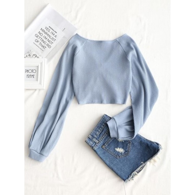 Textured Knitted Gathered Top XN8173